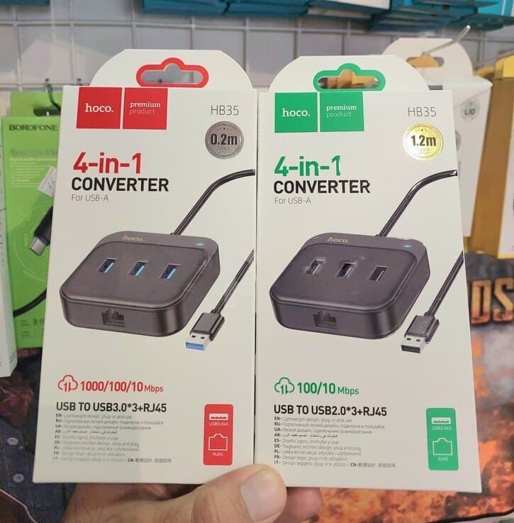 Hoco HB35 USB Ethernet Hub 4-in-1 Adapter