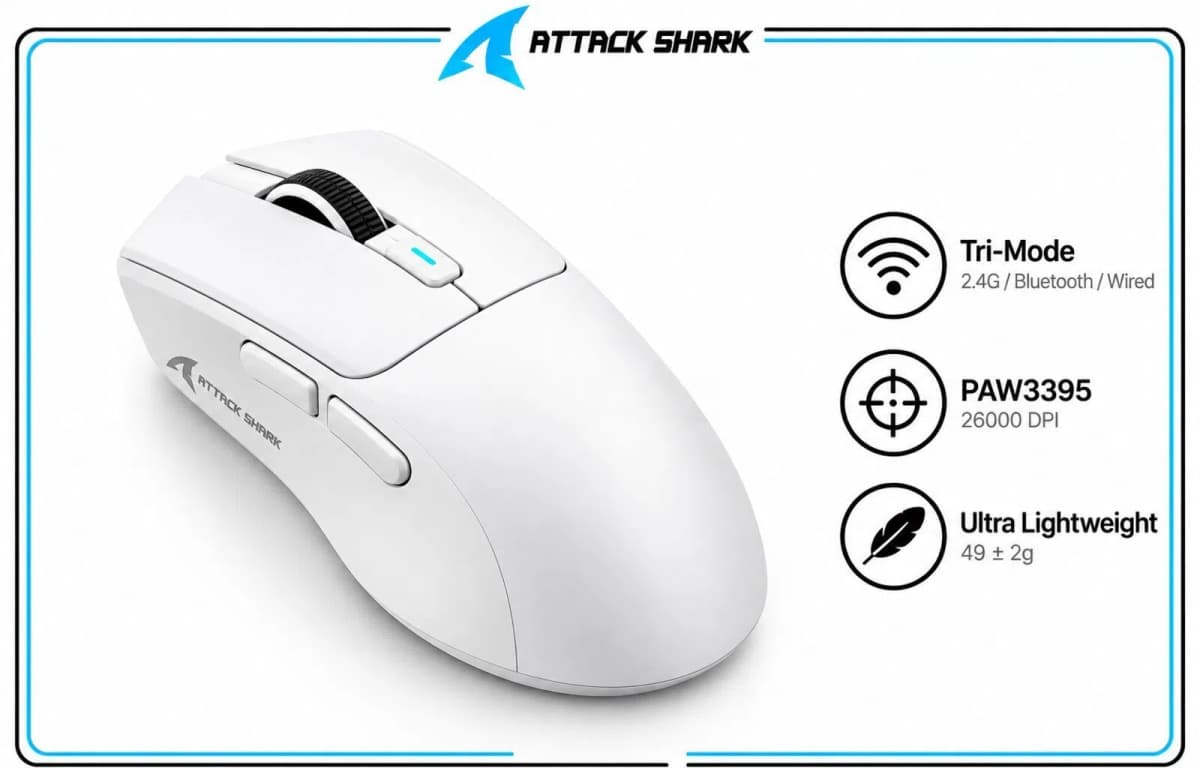 Gaming siçan Attack Shark V6 White