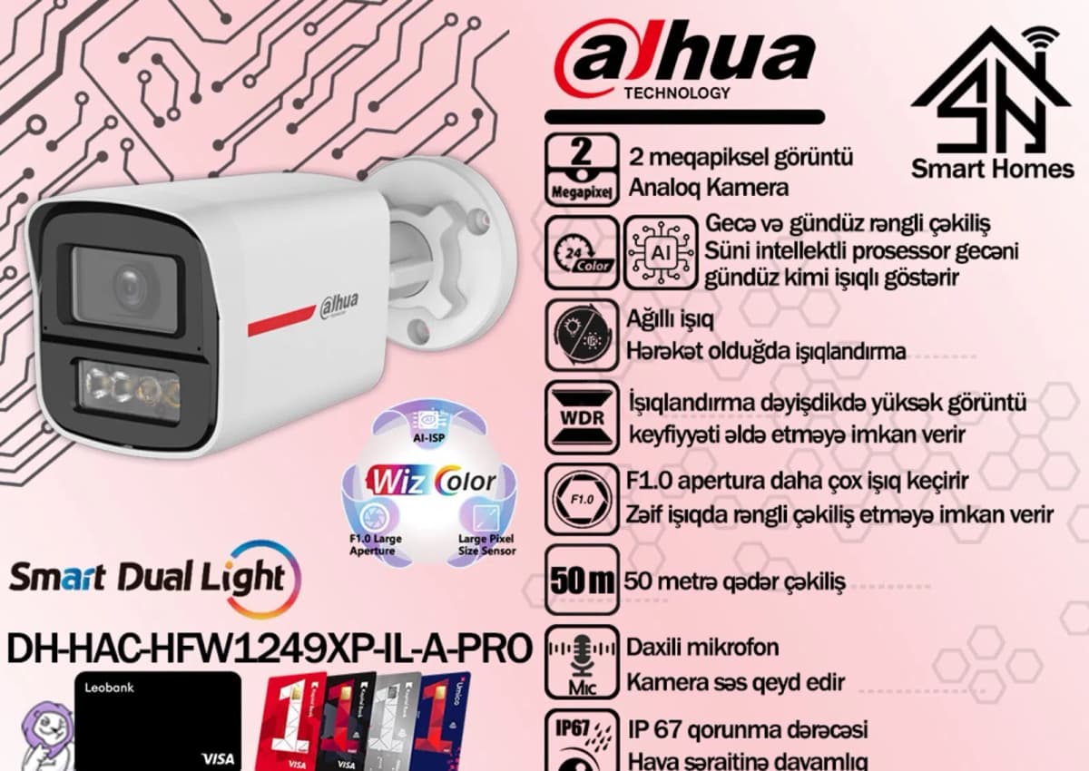 Müşahidə kamerası Dahua DH-HAC-HFW1249XP-IL-A 2MP WizColor