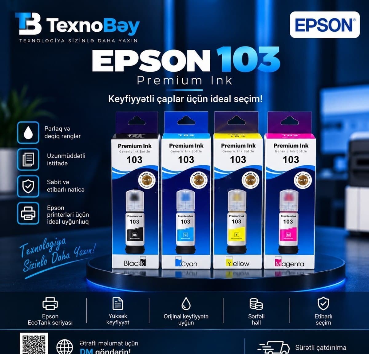 Mürəkkəb Epson 103 Premium Ink Black