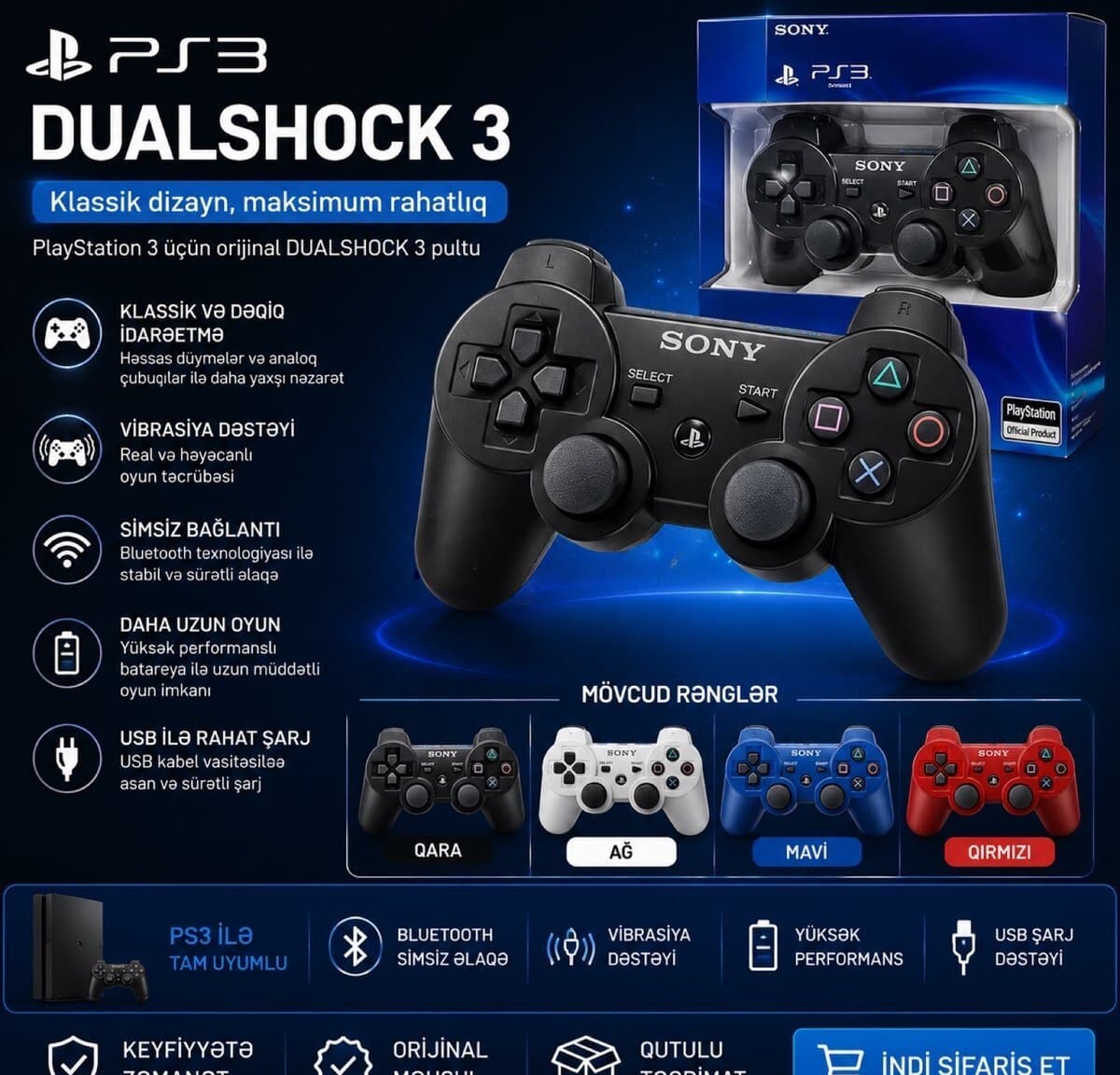 Oyun pultu Dualshock 3 simsiz