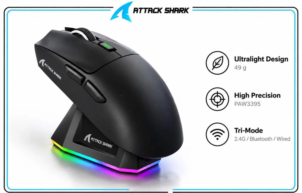Oyun siçanı Attack Shark X11 Black