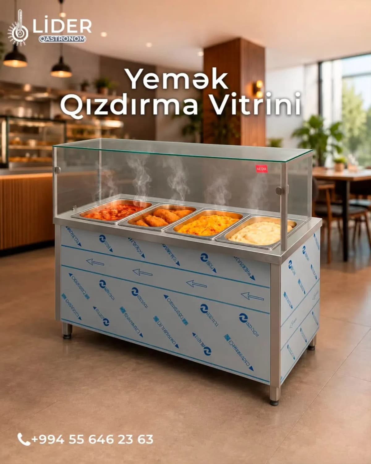 Lider Qastronom Yemək Qızdırma Vitrini