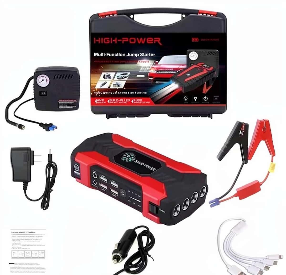Multifunctional Car Jump Starter and Pump Kit - Tenderyard