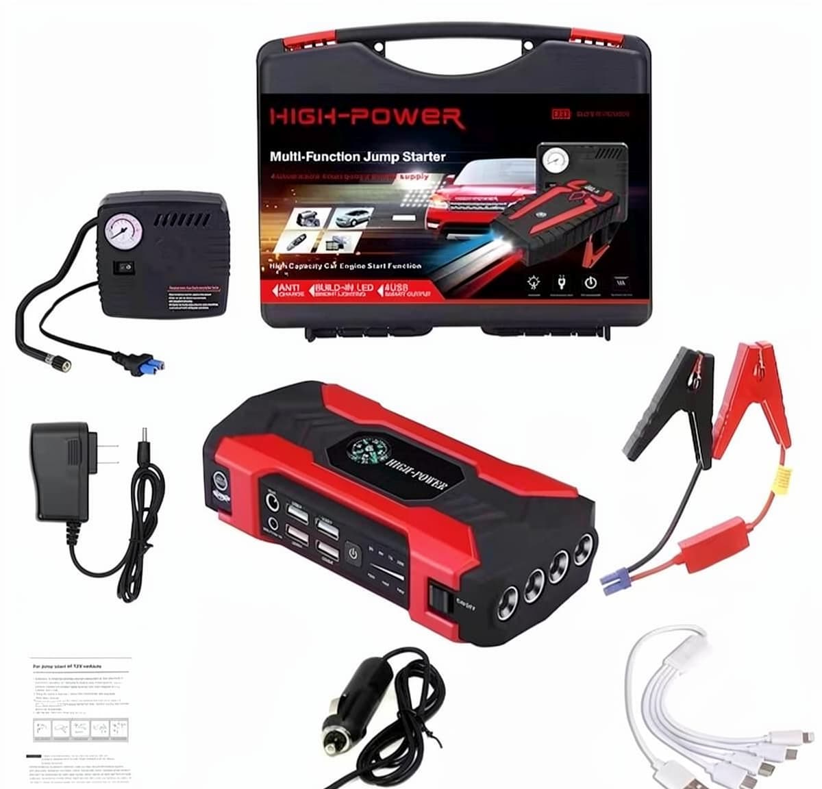 Çoxfunksiyalı Avtomobil Jump Starter və Nasos Dəsti