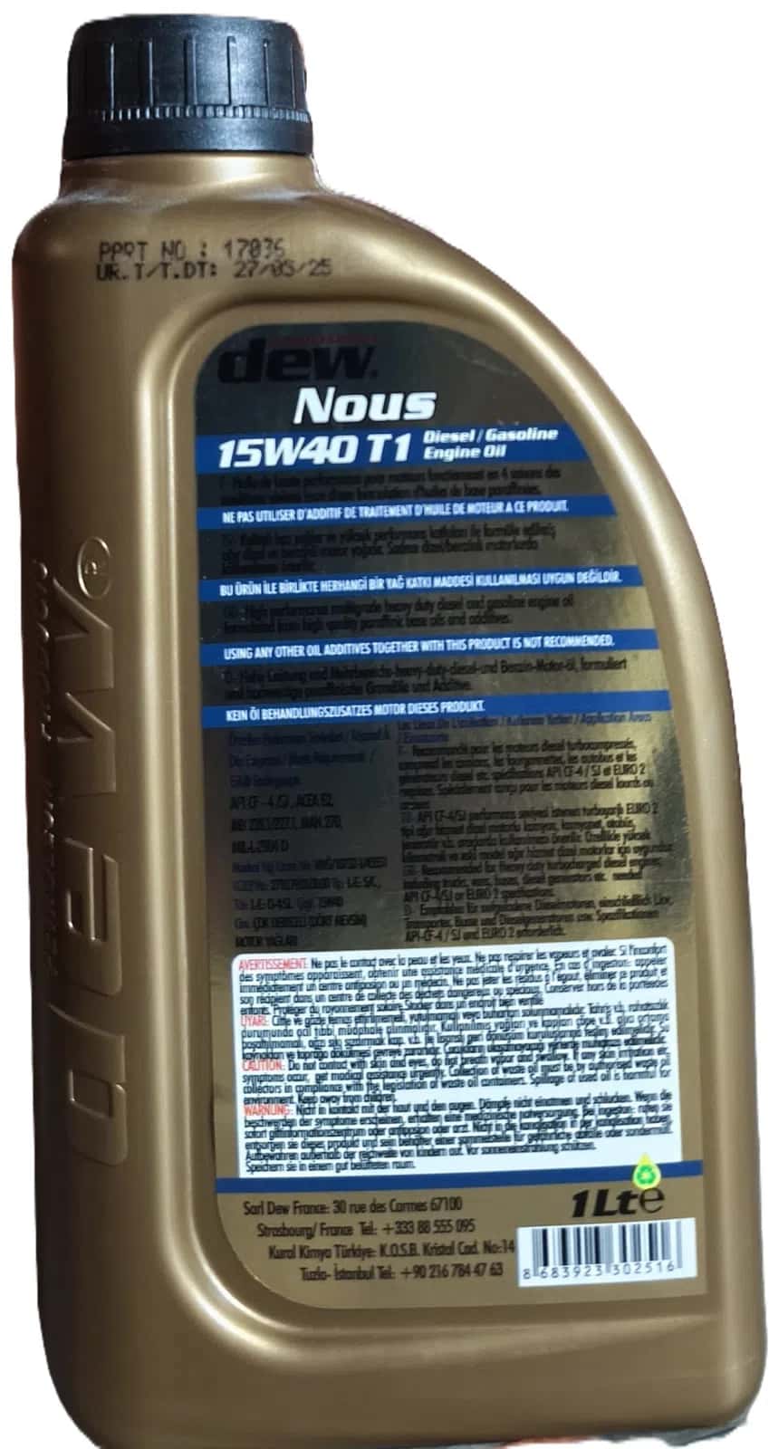 Dew Nous 15W-40 T1 1L Motor Yağı - Tenderyard