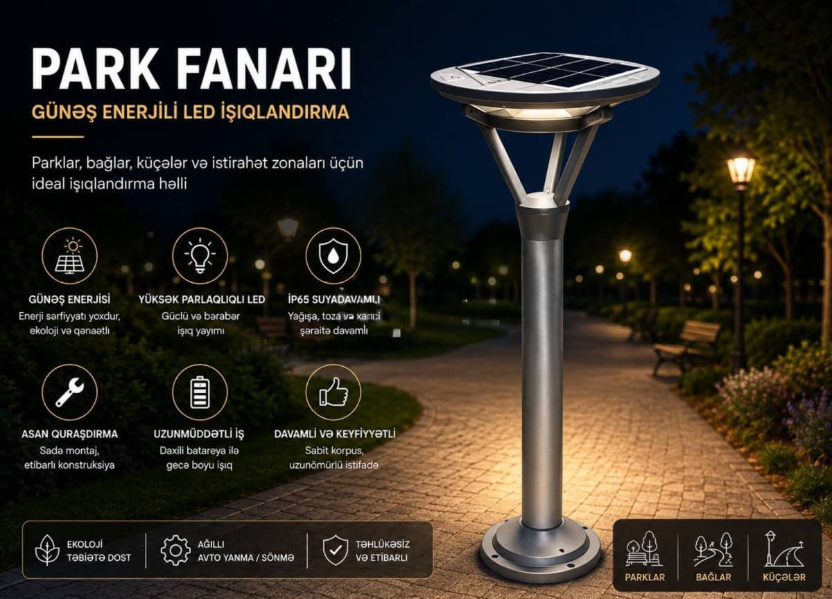 Park fənəri C08 günəş panelli (boz)