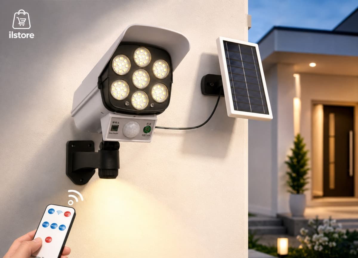 Solar sensorlu LED projektor, kamera dizaynlı