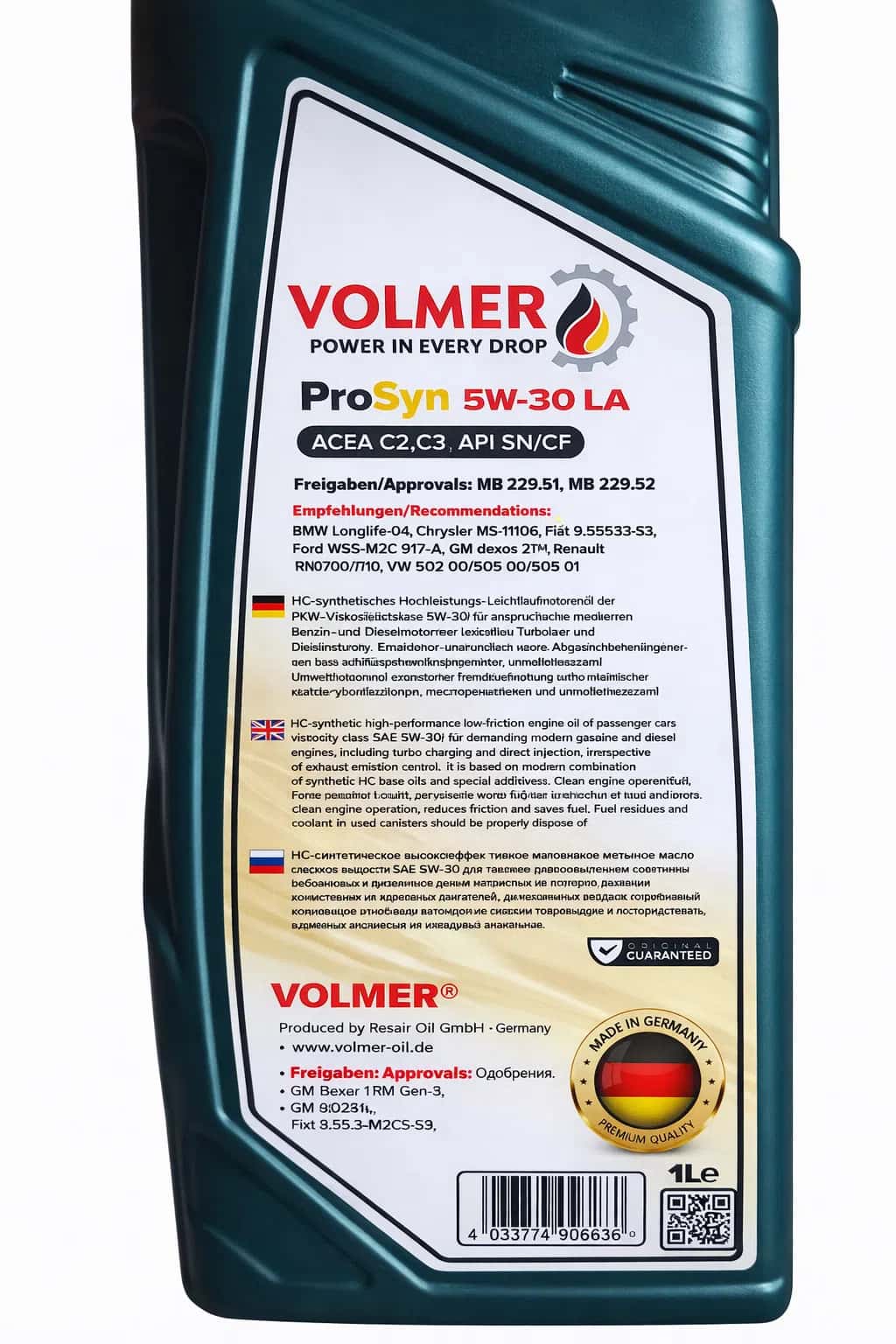 Volmer ProSyn 5W-30 LA Motor Yağı, 1 L - Tenderyard