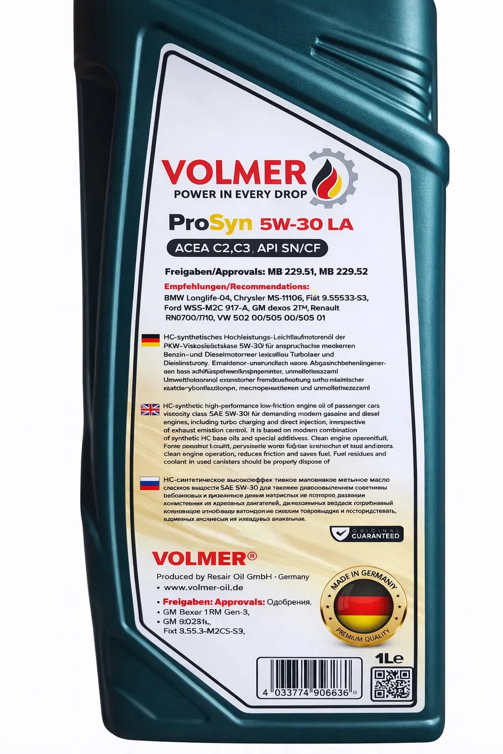Volmer ProSyn 5W-30 LA Motor Yağı, 1 L