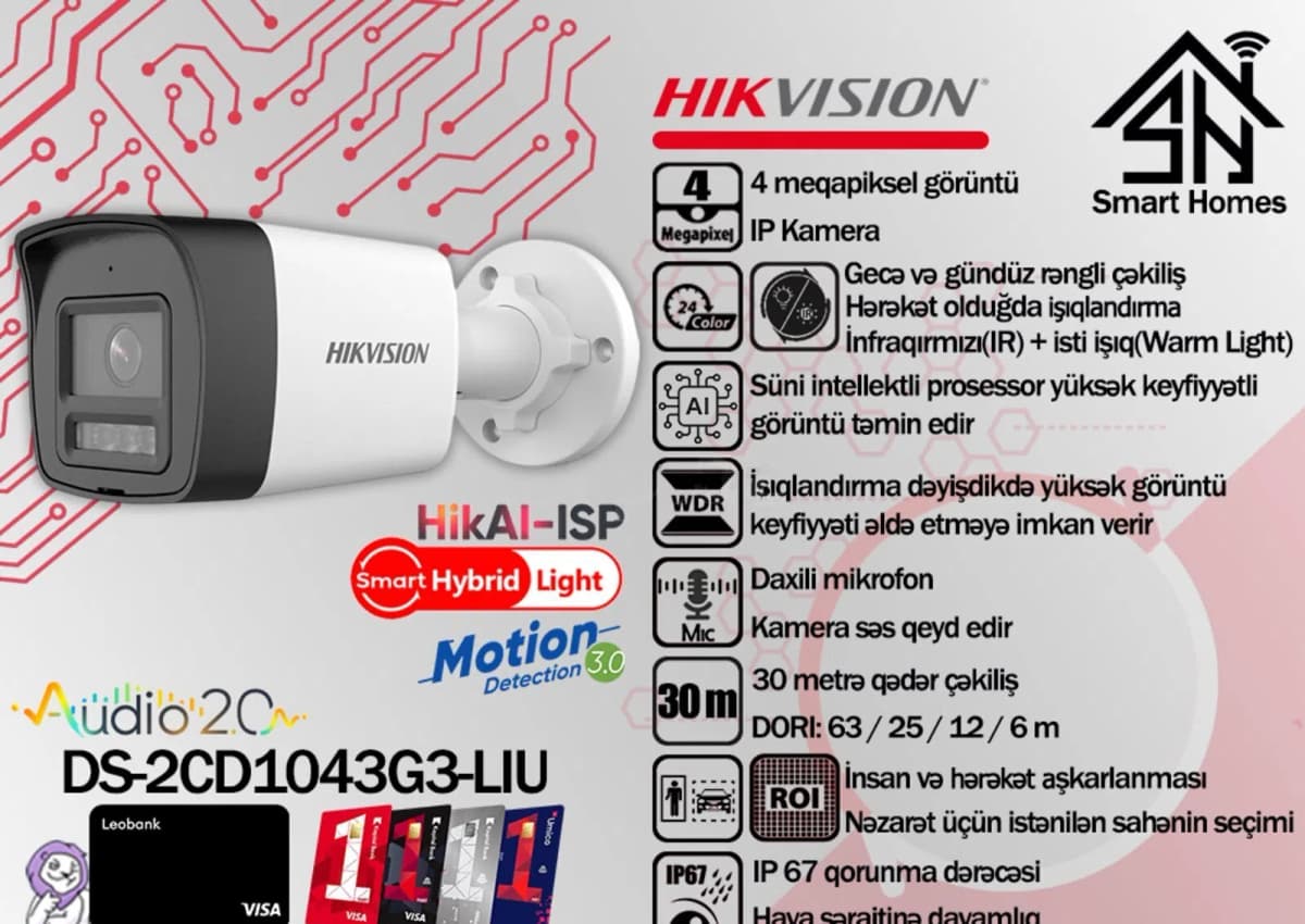 İP videomüşahidə kamerası Hikvision ColorVu 3.0 4MP DS-2CD1043G3-LIU