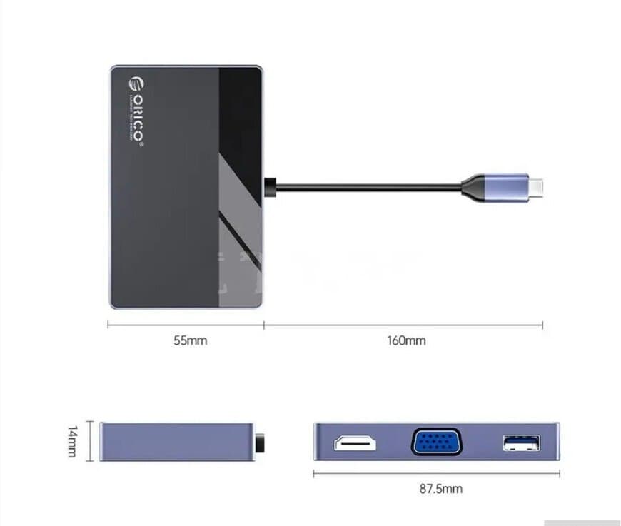 Type-C Hub Orico DM-7TS-BK-BP 7-in-1