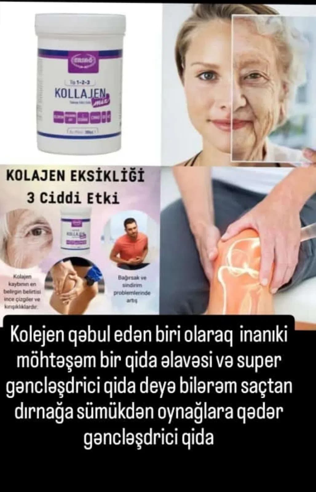 Kollajen qida əlavəsi Tip 1-2-3 Kollajen Mix