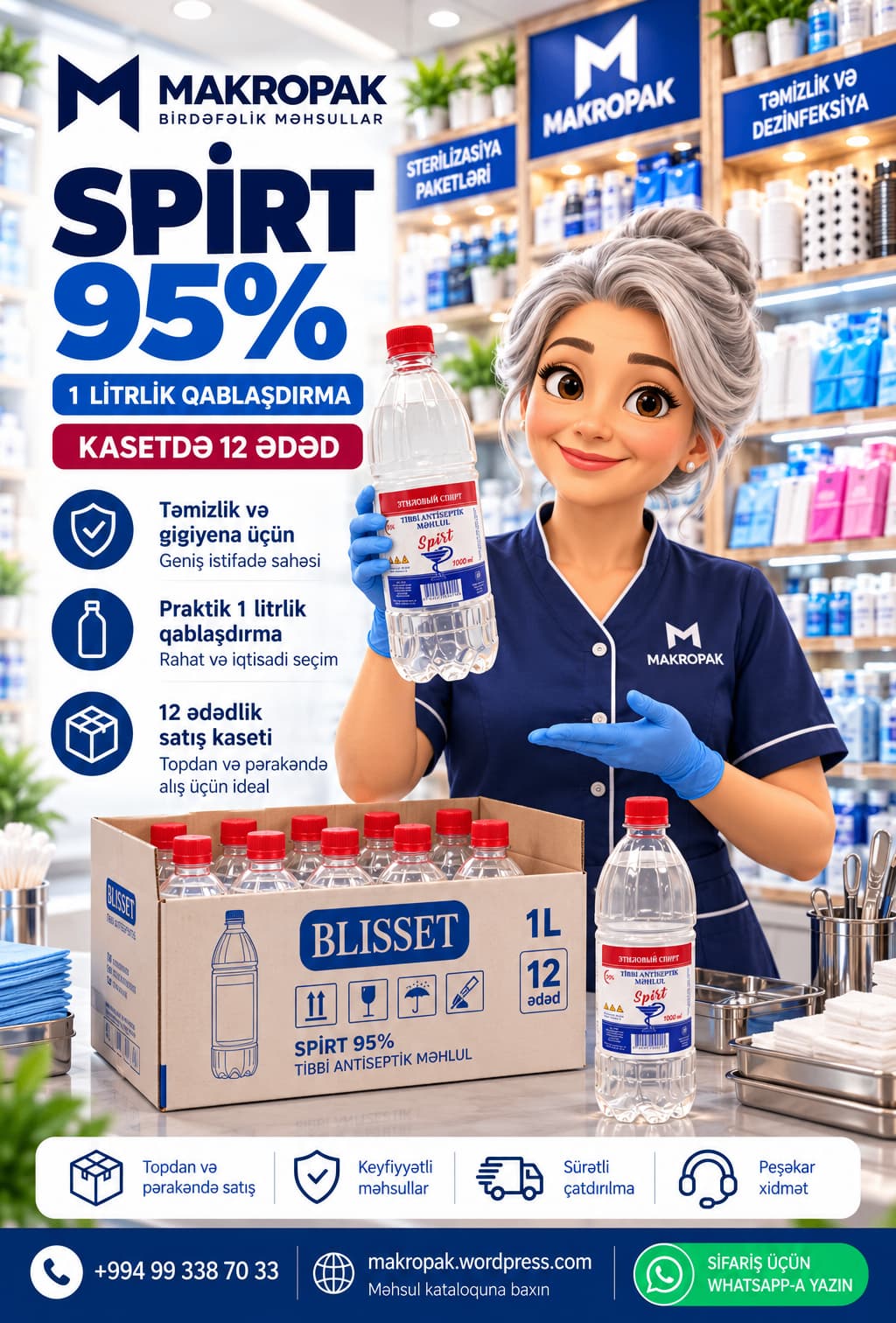 Tibbi spirt 95% 1 litr