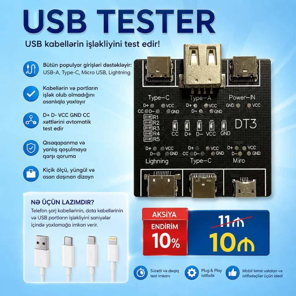 USB kabel testeri DT3 - Tenderyard