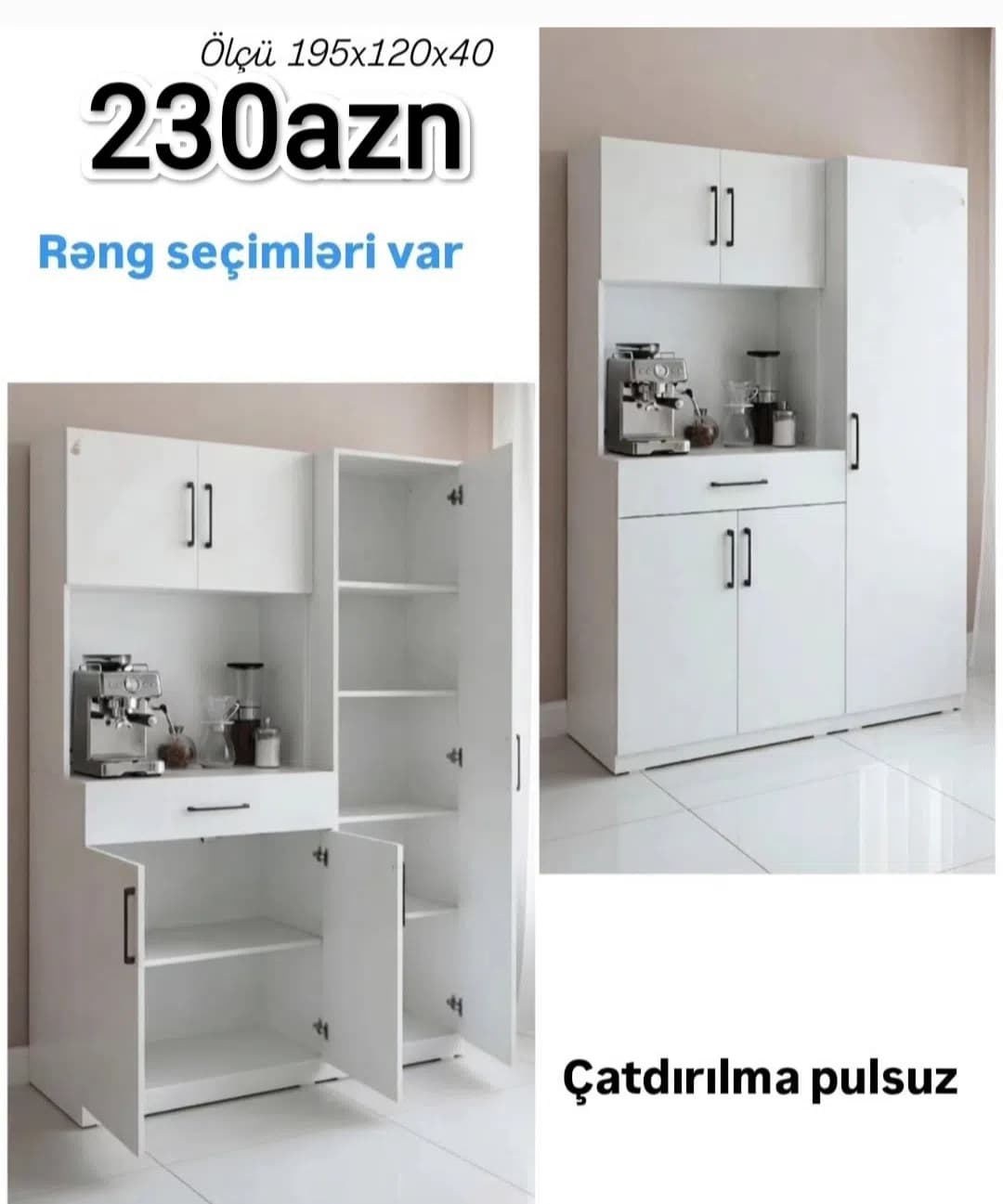 Mətbəx mebeli, ölçü 120x195x40 sm
