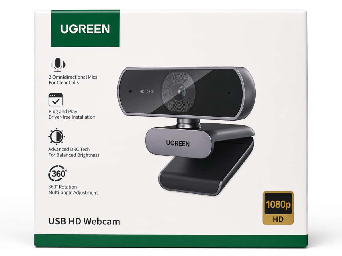 Webcam UGREEN 15728 USB HD Webcam 1080P - Tenderyard