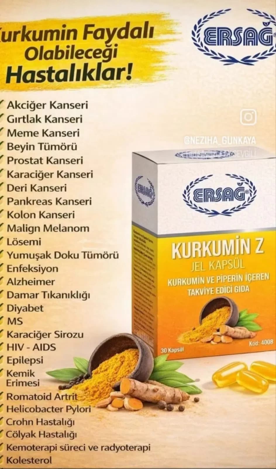 Qida əlavəsi Ersağ Kurkumin Z