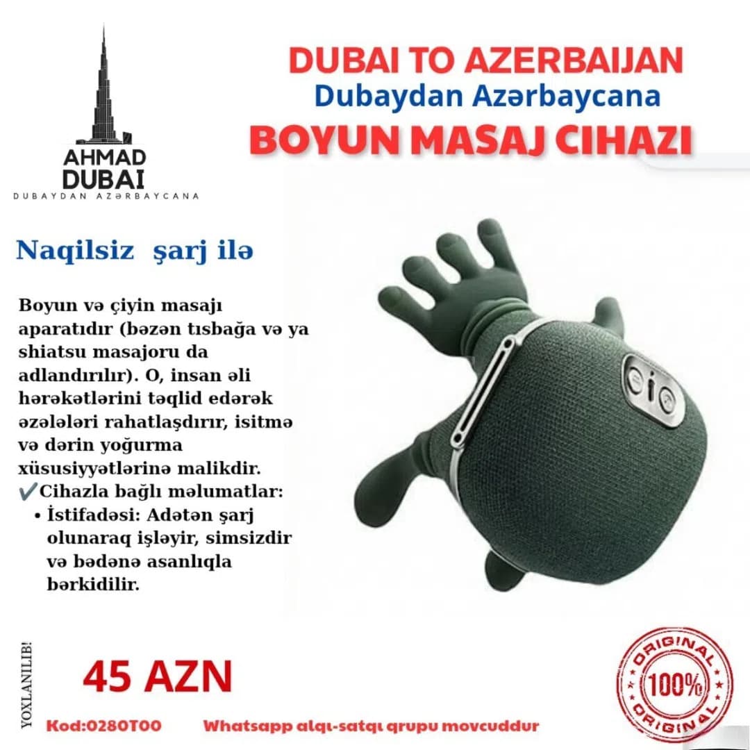 Boyun və çiyin üçün shiatsu masaj aparatı