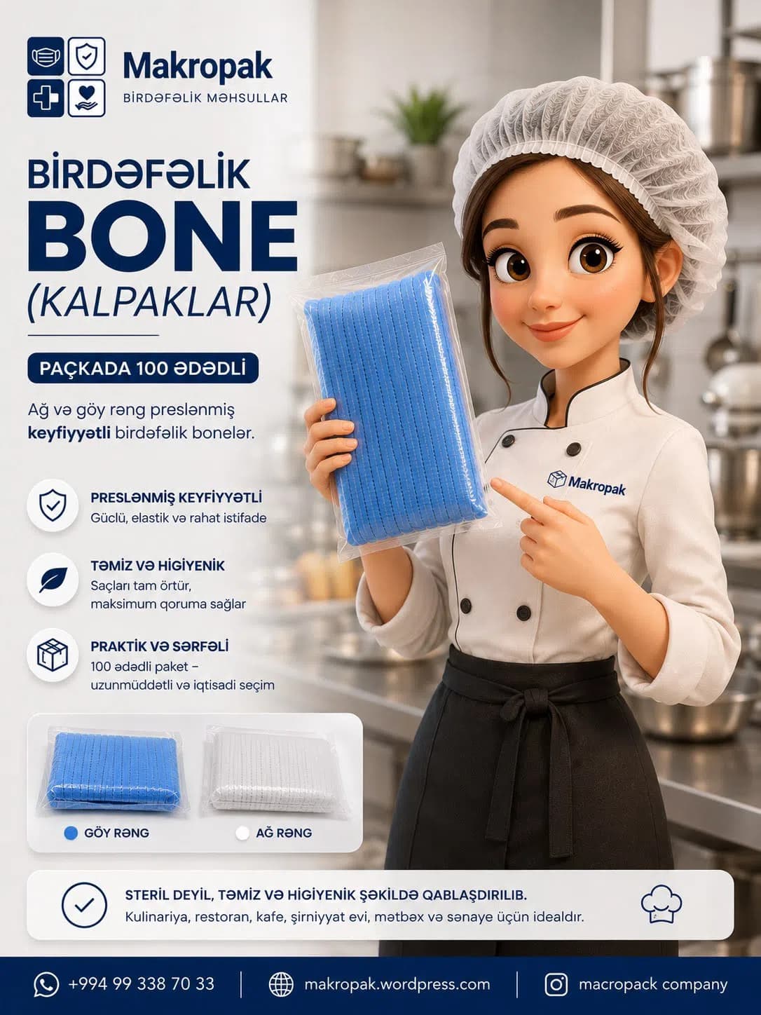 Birdəfəlik bone (kalpak) 100 ədəd