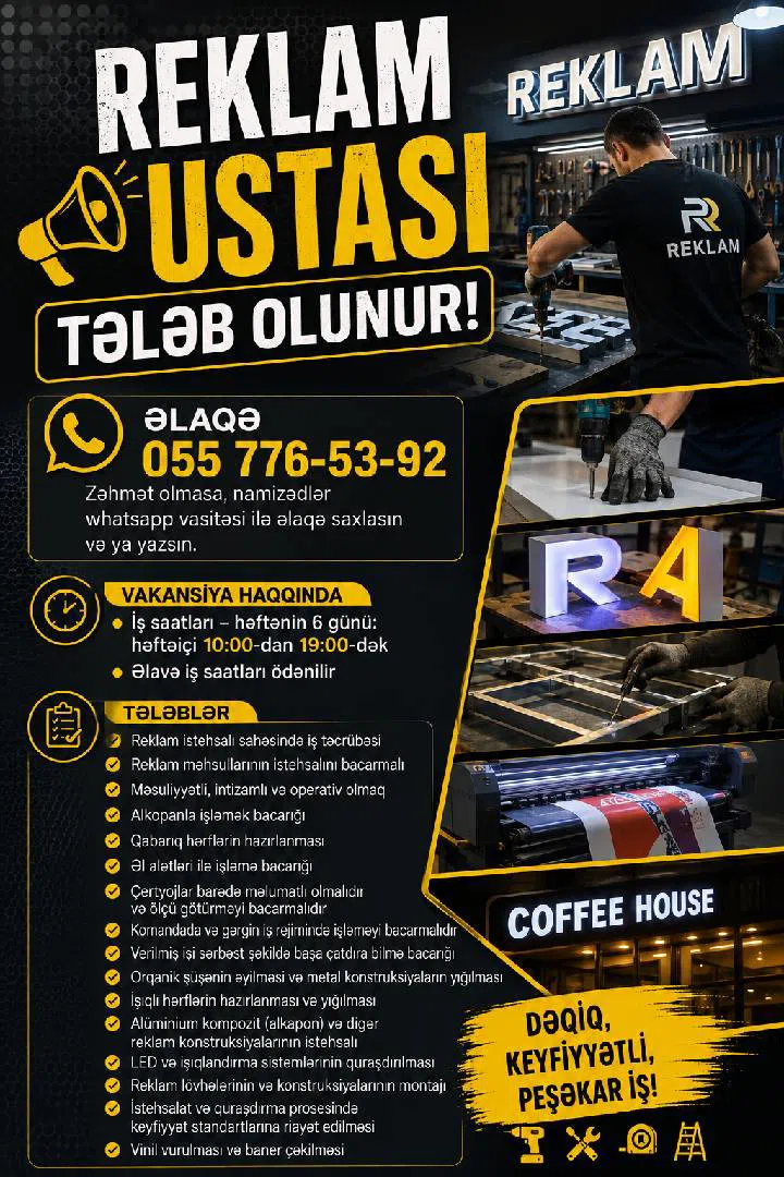 Reklam ustası və ya köməkçisi axtarılır — şəkil 2