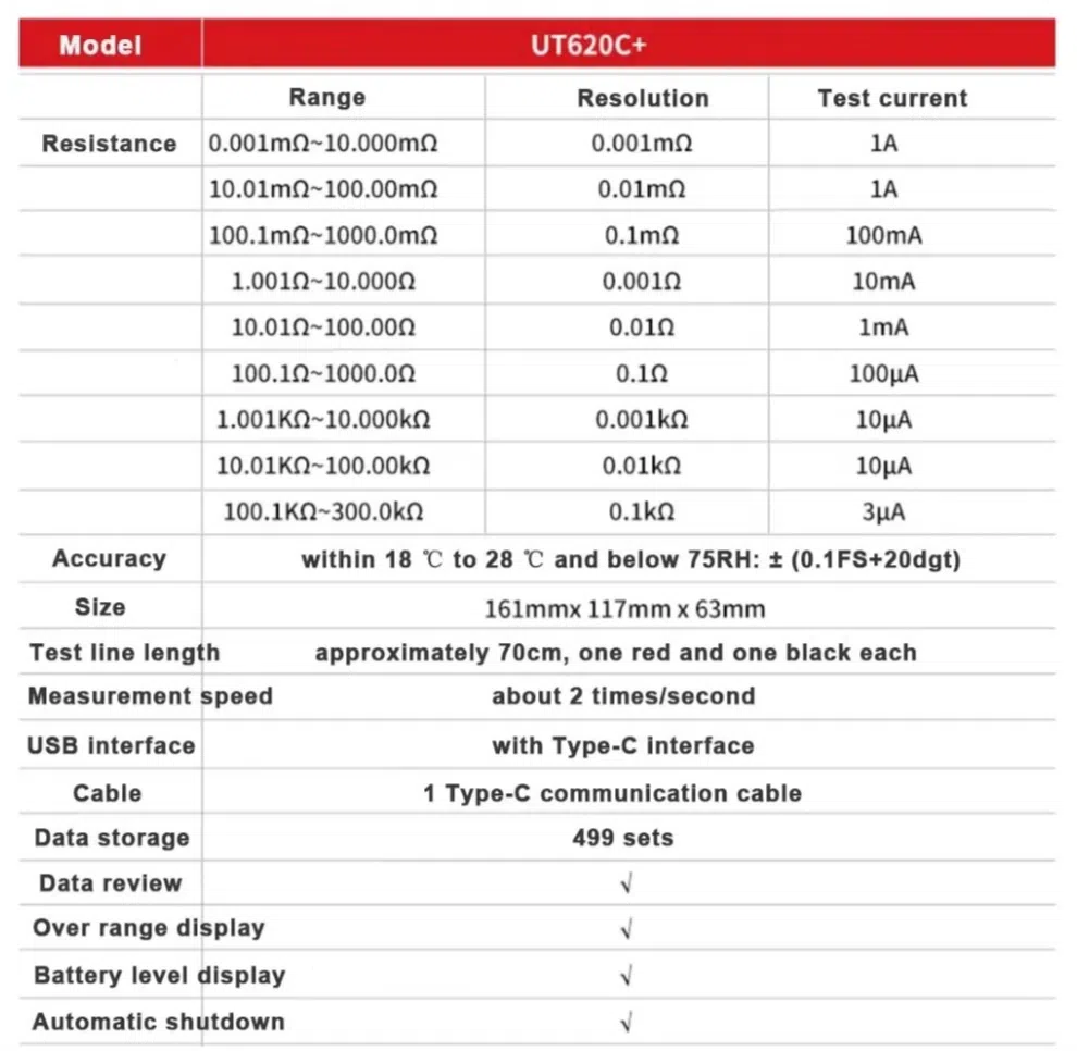 Mikroommetr UNI-T UT 620C+ — şəkil 5