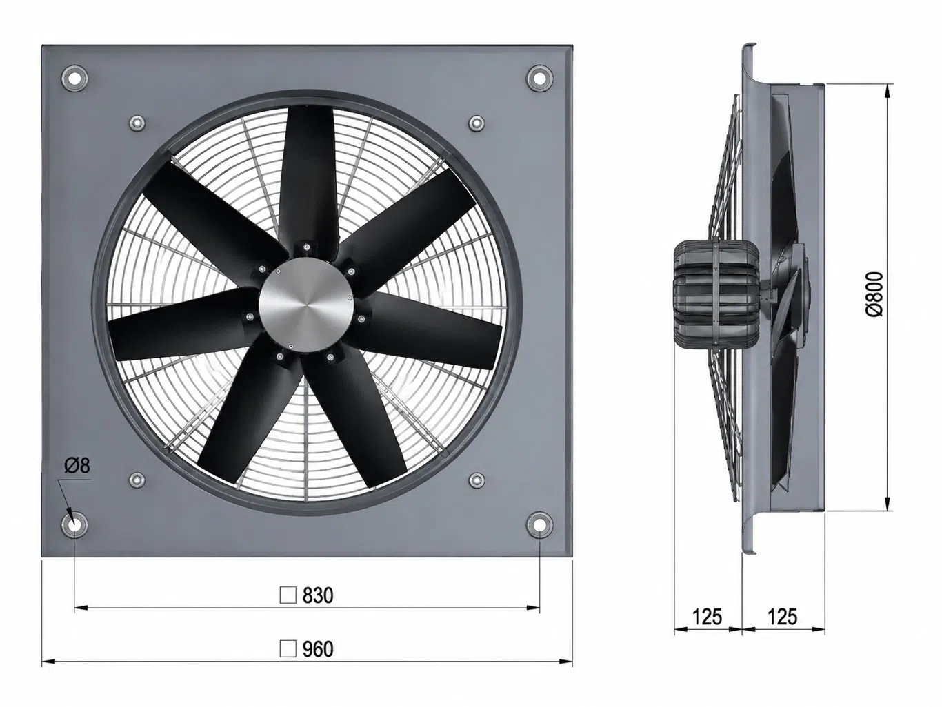 DamanDeh VIM-80K6S Sənaye Radial Ventilyatoru, 550 Vt — şəkil 4