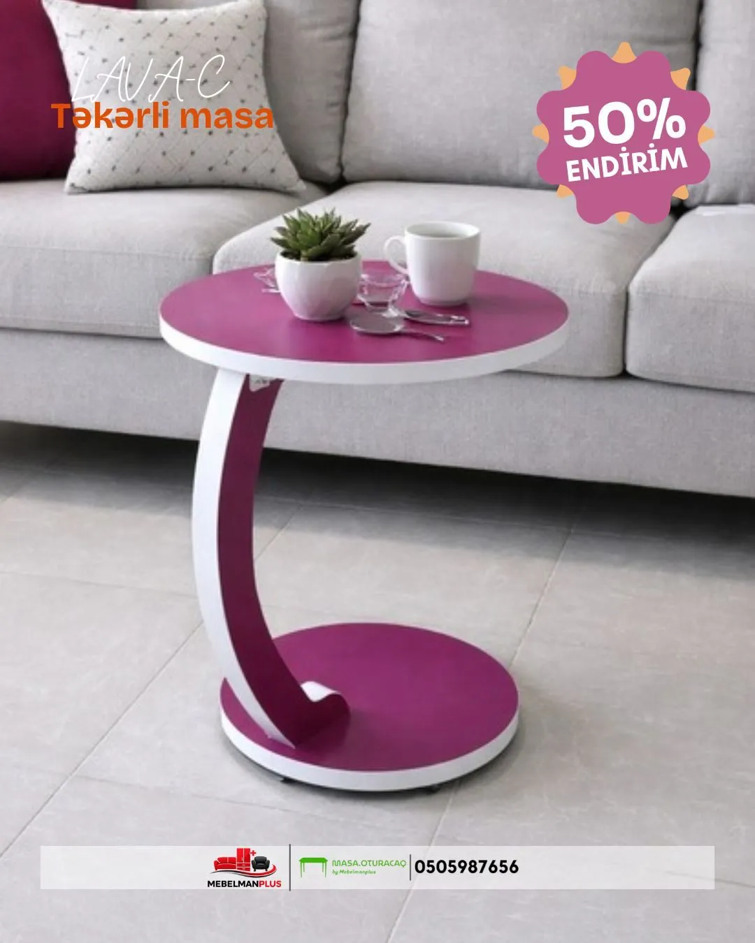 Coffee table Pink color, Standard - Tenderyard