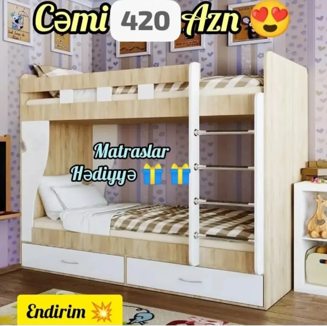 İkimərtəbəli çarpayı uşaq üçün, Qarışıq rəng — şəkil 2