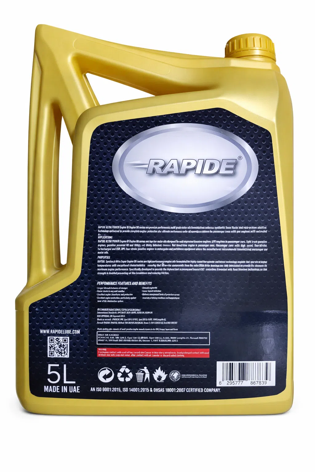 Rapide Ultra Power 5W-40 SN Sintetik Mühərrik Yağı, 5L