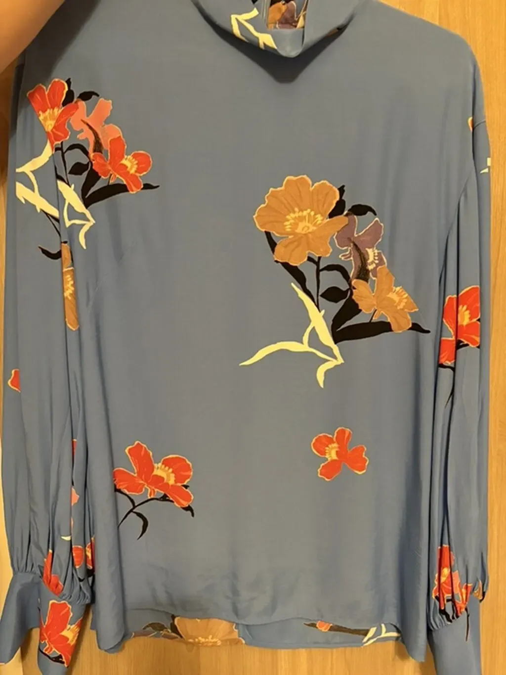 H&M qadın bluzu - mavi çiçək printi, ölçü EUR 34 — şəkil 3