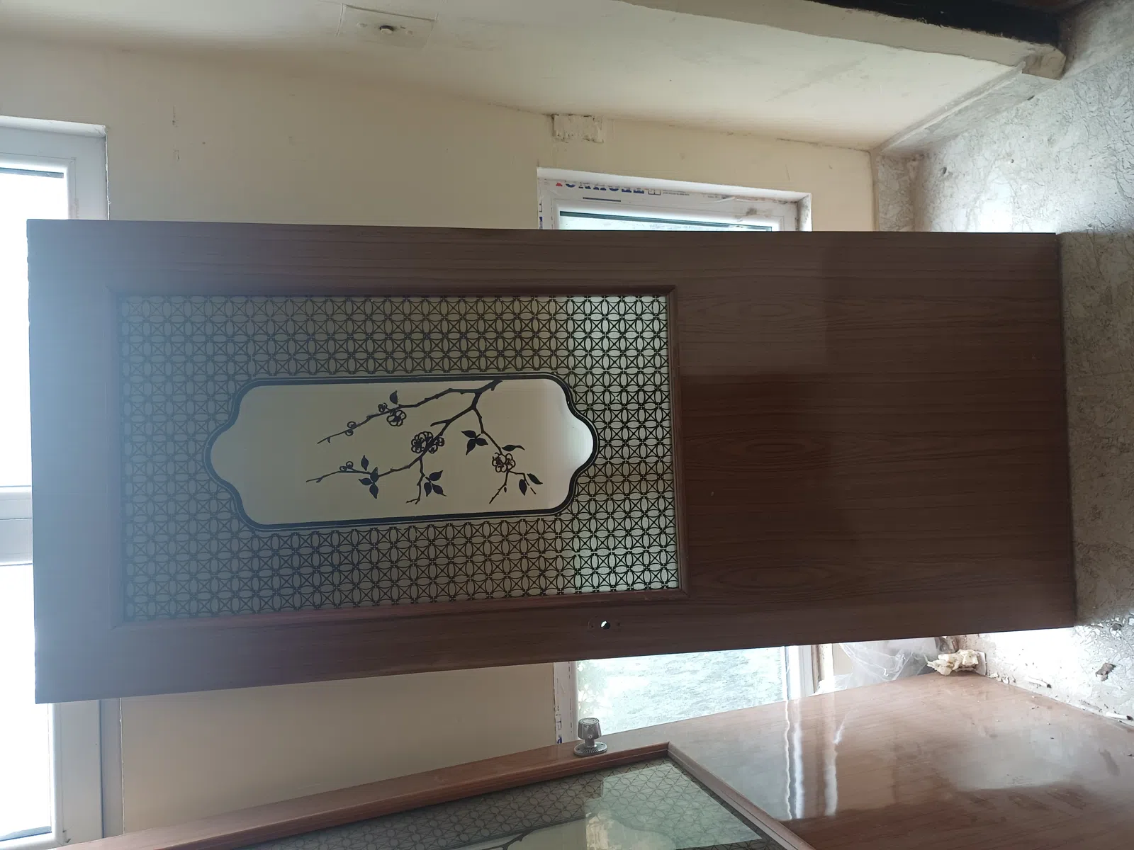 Decorative wooden door with glass - Tenderyard