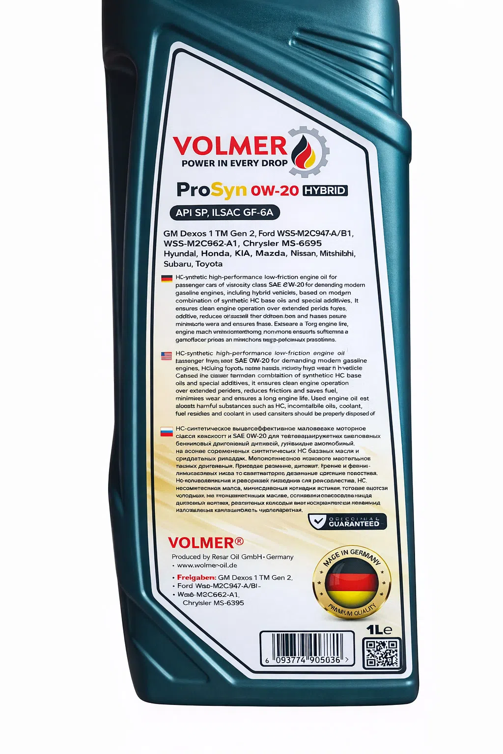 Volmer ProSyn 0W-20 Hibrid Motor Yağı, 1 L