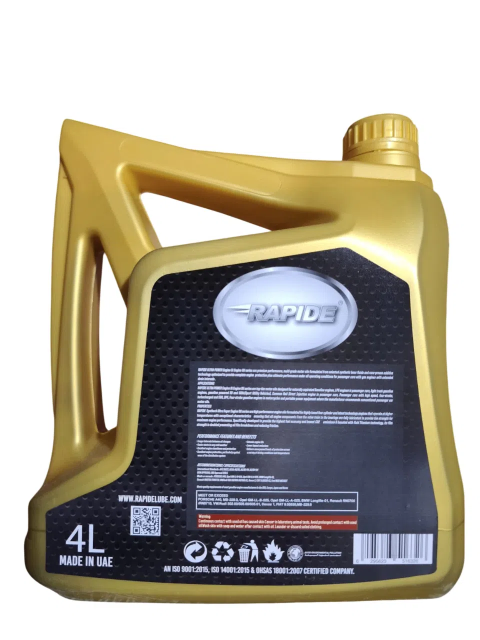 Rapide Ultra Power 5W-40 API SN Sintetik Mühərrik Yağı 4L — şəkil 1