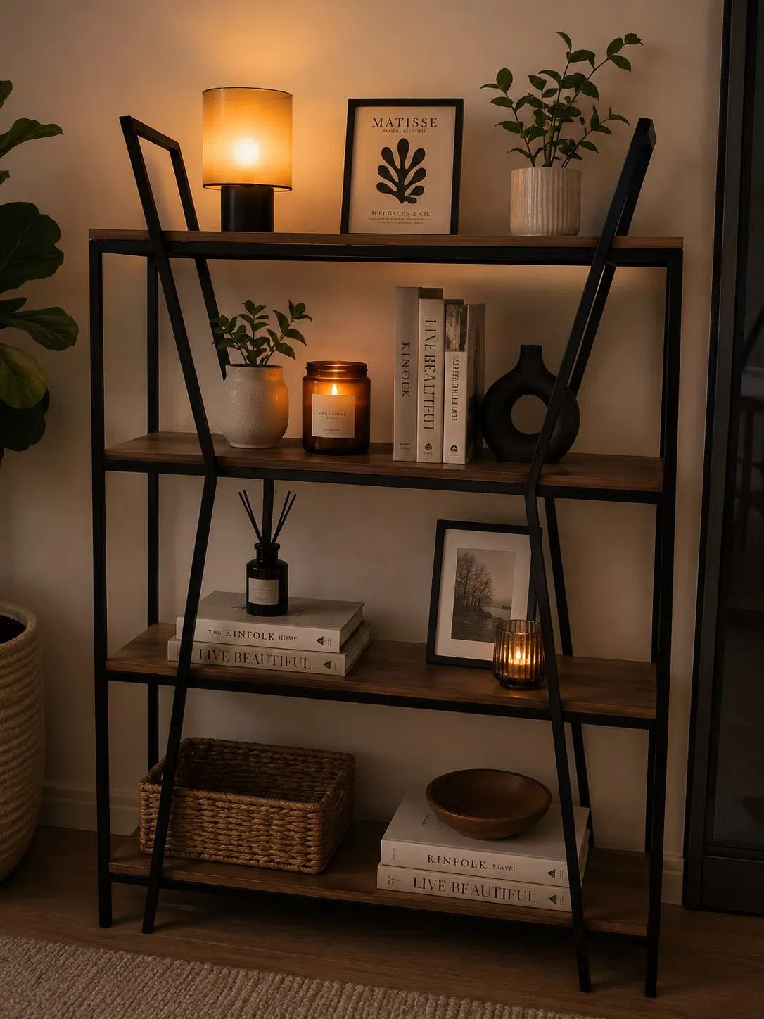 Metal material shelf, Black color - Tenderyard