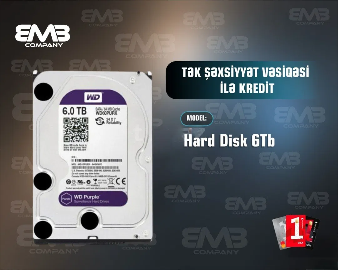 Western Digital Purple 6TB Sərt Disk (WD60PURX) - Tenderyard
