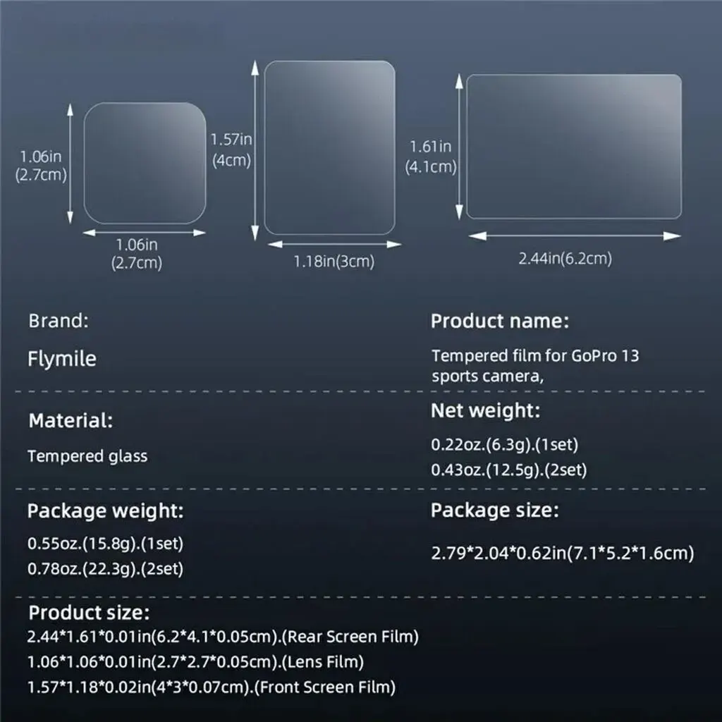 GoPro Hero 13 üçün Puluz ekran və linza qoruyucu şüşə dəsti