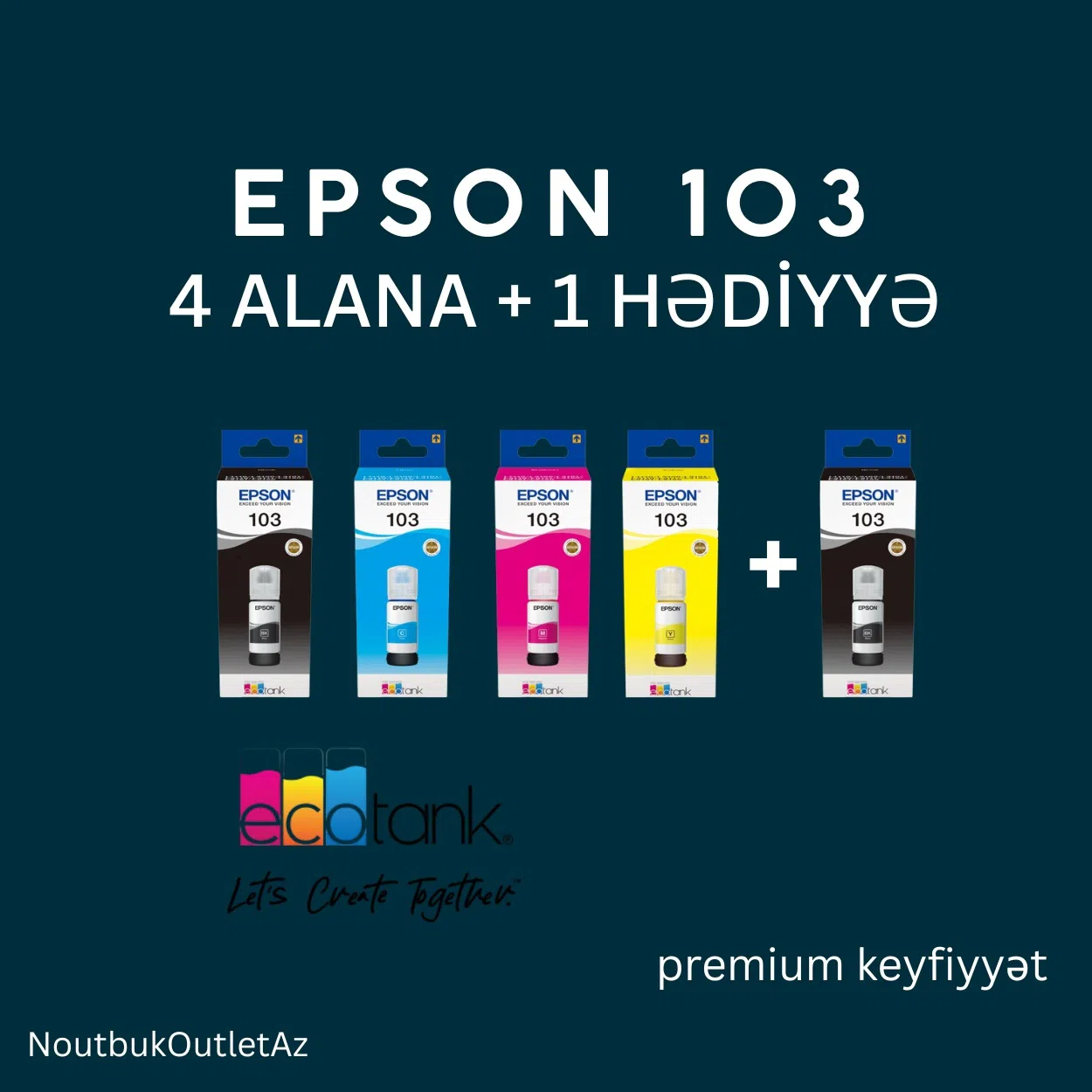 Epson 103 Printer Mürəkkəbi Dəsti (4 Alana 1 Hədiyyə)