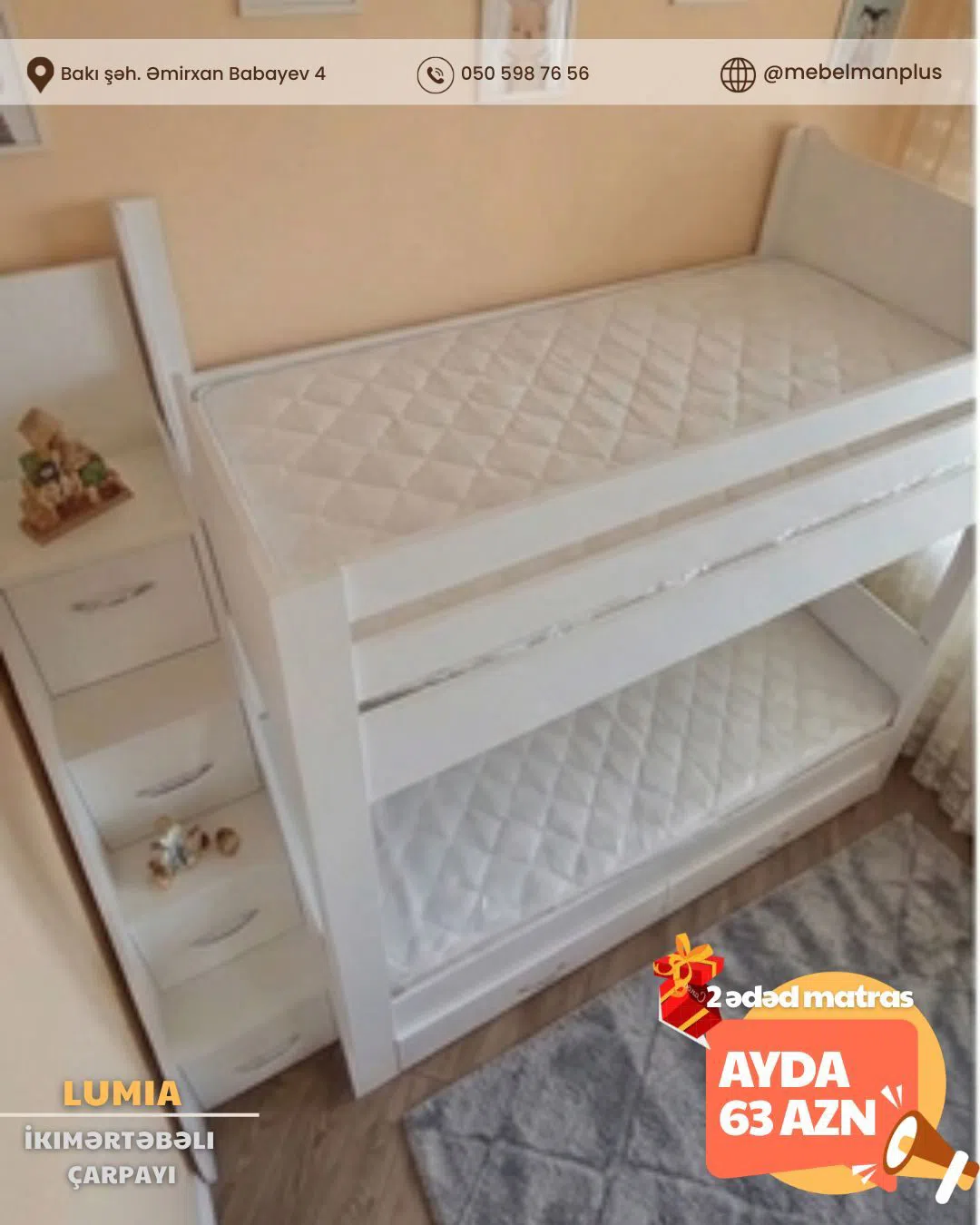 Bunk bed for children, Mixed color - Tenderyard