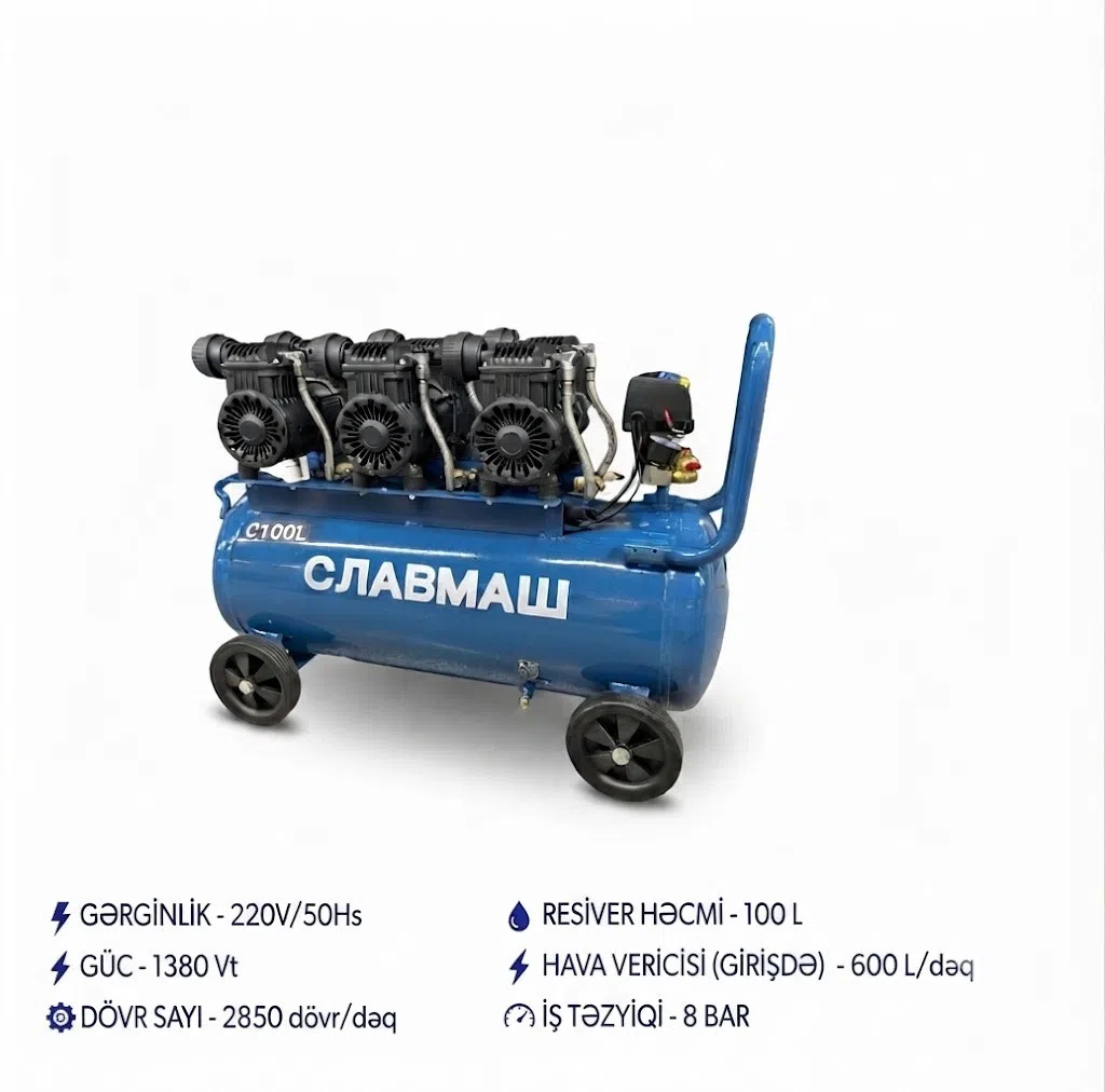 СЛАВМАШ TE-C100L Hava Kompressoru, 600 l/dəq — şəkil 1