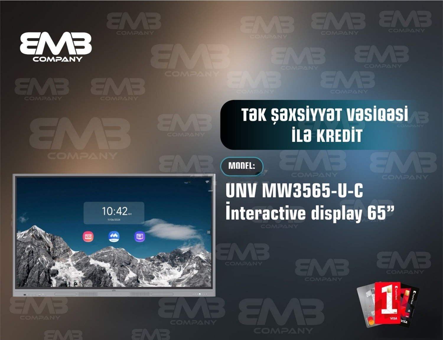 UNV MW3565-U-C 65 düym İnteraktiv Displey — şəkil 1