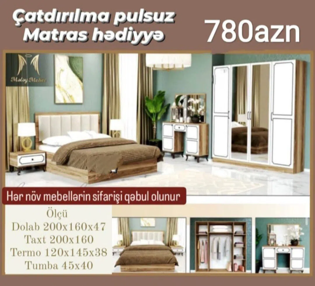 Laminate material bedroom set, White color - Tenderyard