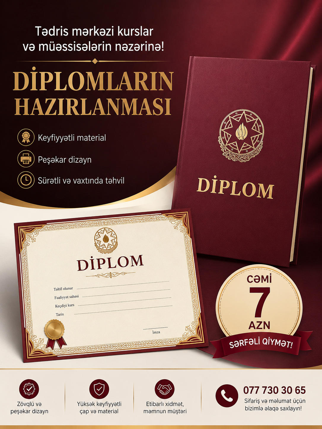 Diplomların Hazırlanması və Çapı Xidməti - Tenderyard