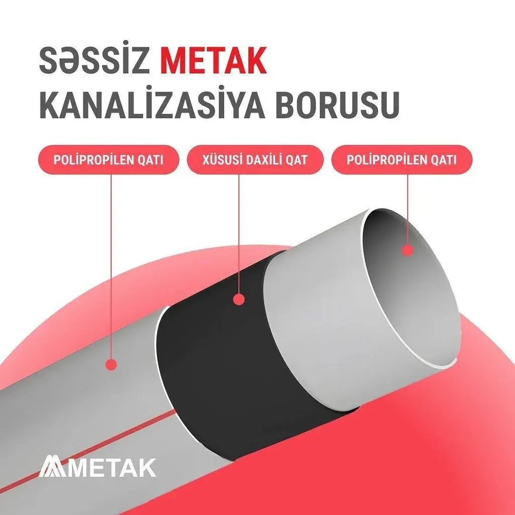 Kanalizasiya borusu, Plastik, 110 mm