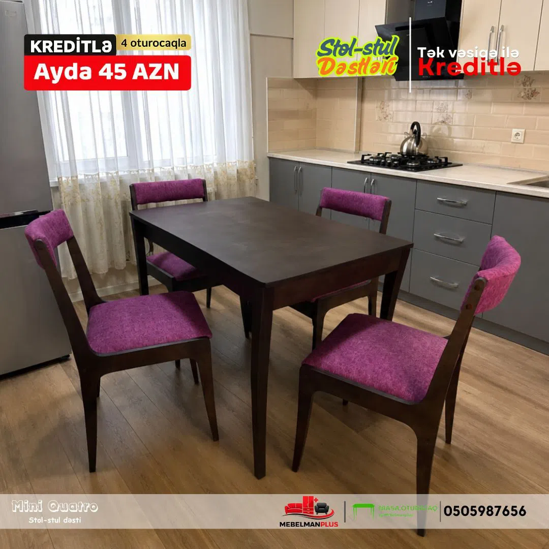 Table and chair set, Brown color - Tenderyard