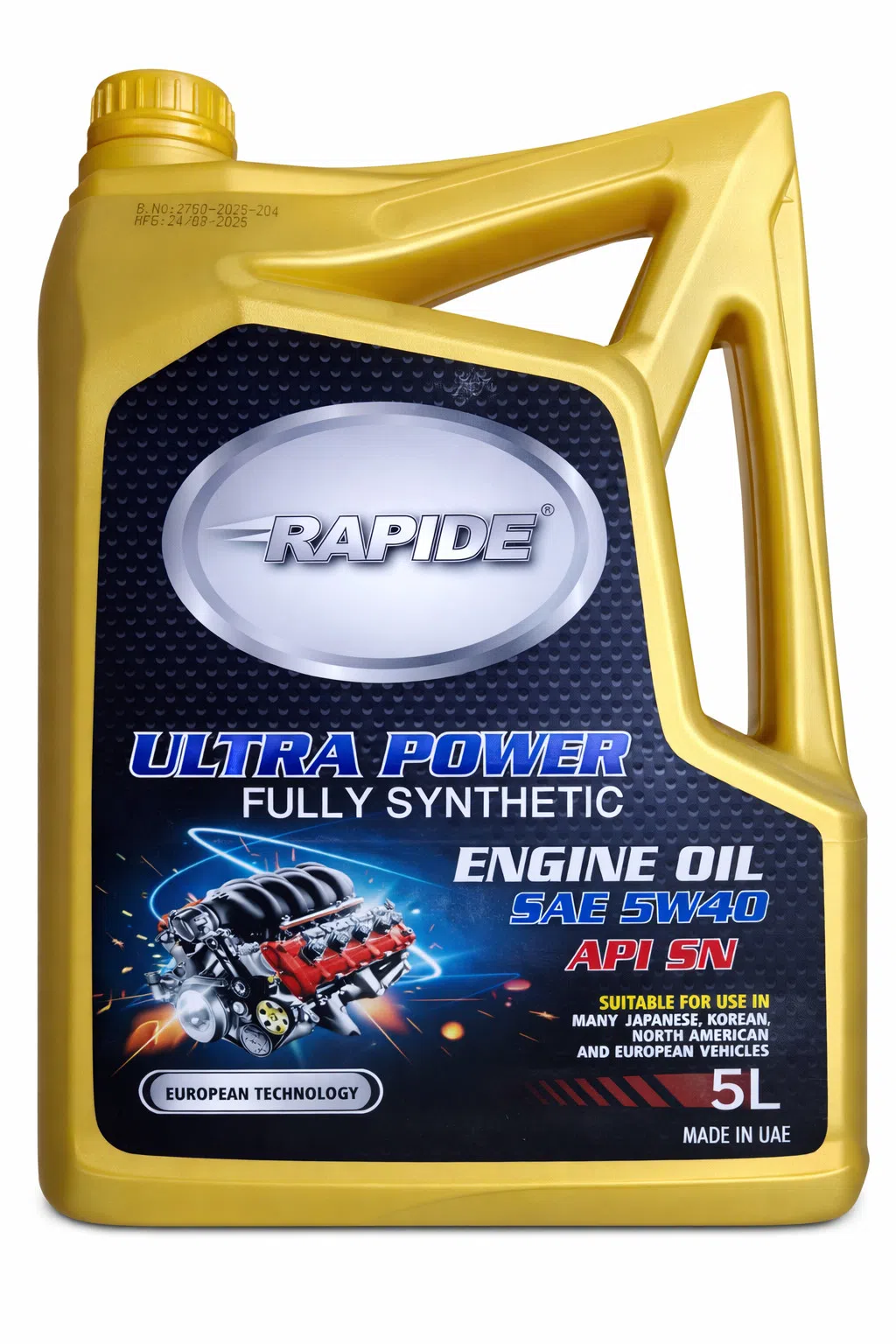 Rapide Ultra Power 5W-40 SN Sintetik Mühərrik Yağı, 5L — şəkil 2