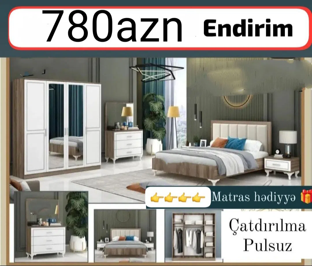 Laminat material yataq otağı dəsti, Ağ rəng