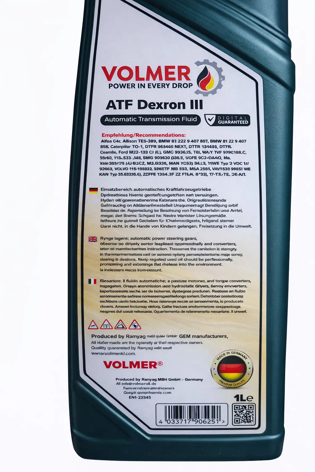 Volmer ATF Dexron III Avtomat Transmissiya Yağı 1L