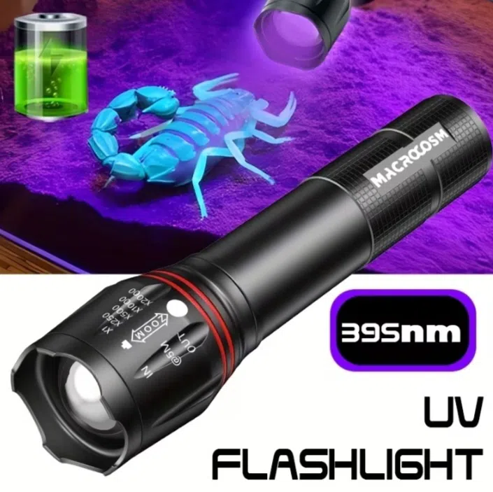 Macrocosm UV 395 nm fənər, alüminium korpus, zoom