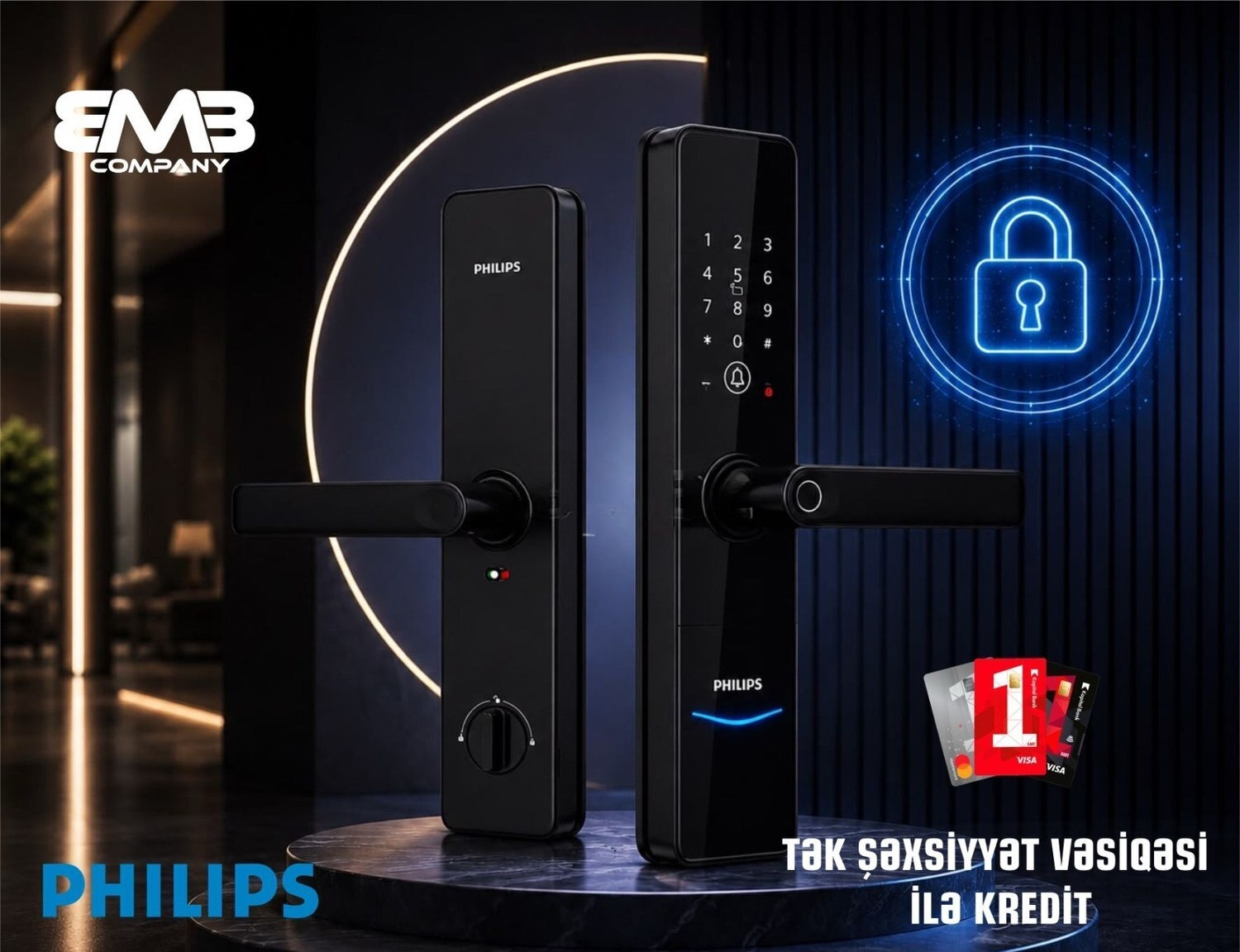 Philips DDL603E-5HWS Ağıllı Qapı Kilidi - Tenderyard